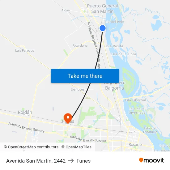 Avenida San Martín, 2442 to Funes map