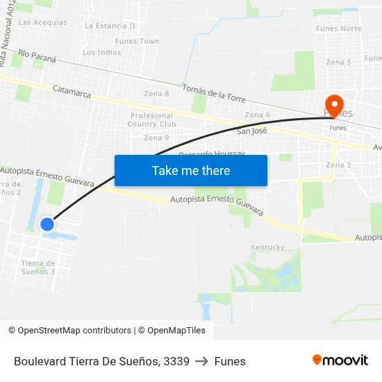 Boulevard Tierra De Sueños, 3339 to Funes map