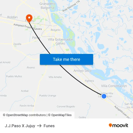 J.J.Paso X Jujuy to Funes map
