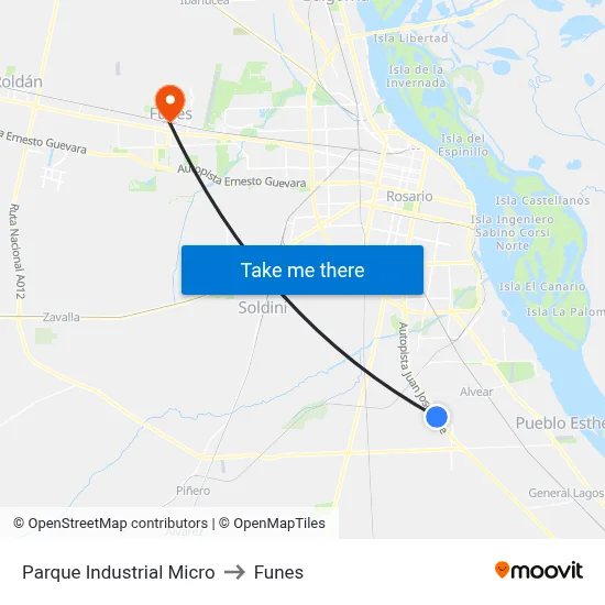 Parque Industrial Micro to Funes map