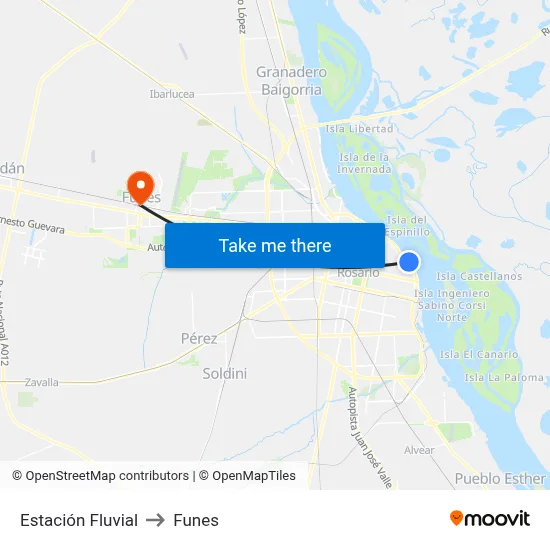 Estación Fluvial to Funes map