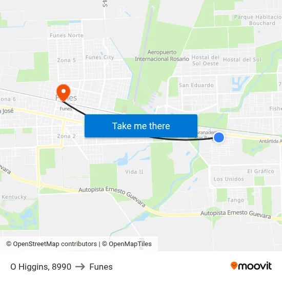 O Higgins, 8990 to Funes map