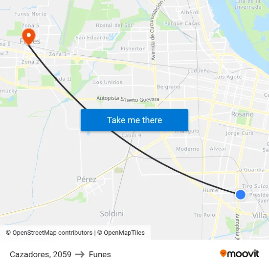 Cazadores, 2059 to Funes map