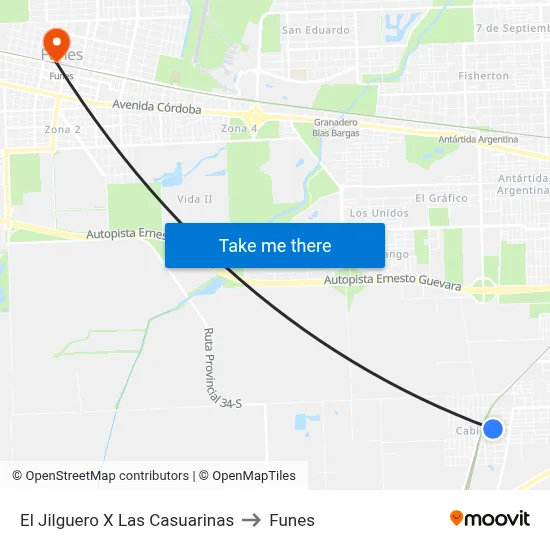 El Jilguero X Las Casuarinas to Funes map