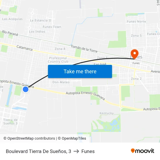 Boulevard Tierra De Sueños, 3 to Funes map