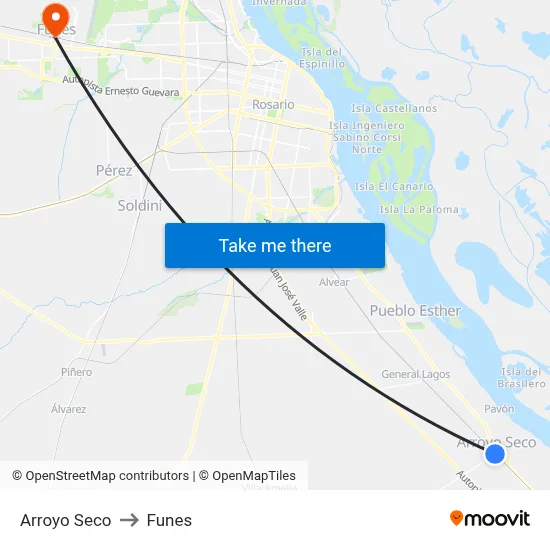 Arroyo Seco to Funes map