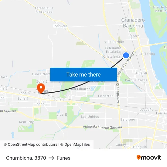 Chumbicha, 3870 to Funes map