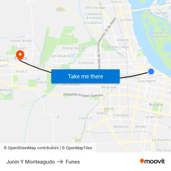 Junin Y Monteagudo to Funes map
