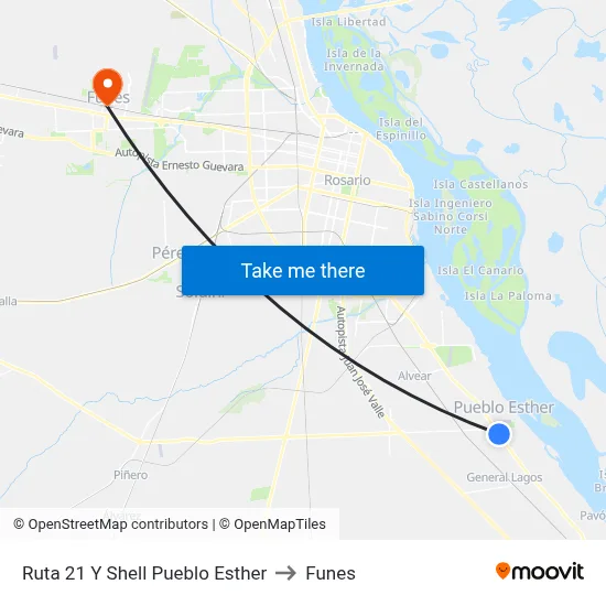 Ruta 21 Y Shell Pueblo Esther to Funes map