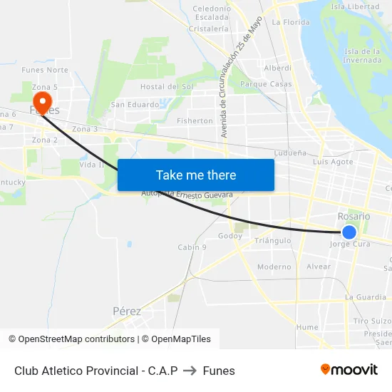 Club Atletico Provincial - C.A.P to Funes map