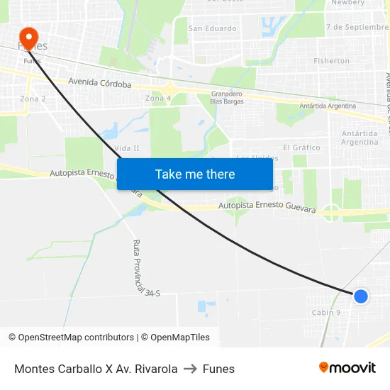 Montes Carballo X Av. Rivarola to Funes map