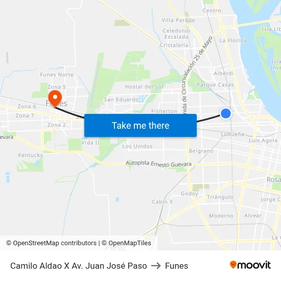 Camilo Aldao X Av. Juan José Paso to Funes map