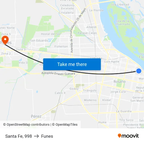 Santa Fe, 998 to Funes map