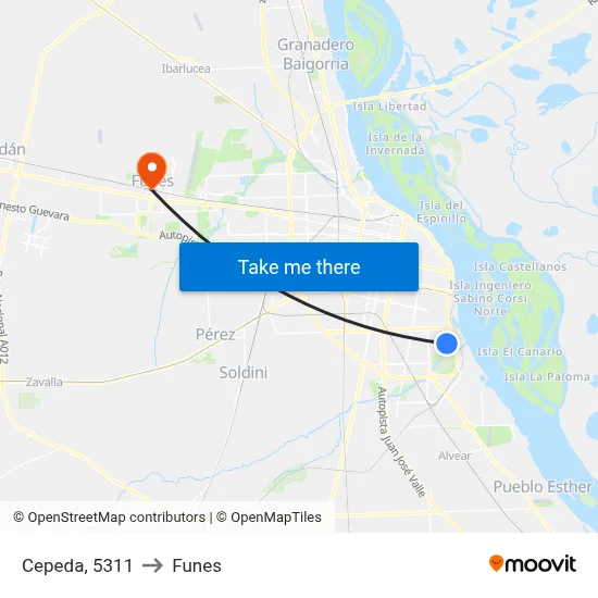 Cepeda, 5311 to Funes map
