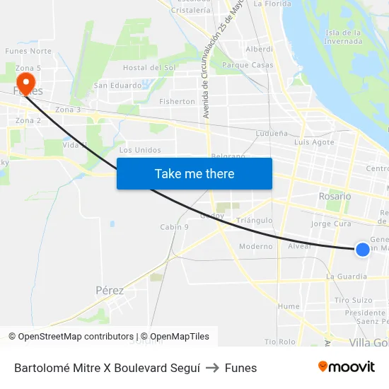 Bartolomé Mitre X Boulevard Seguí to Funes map