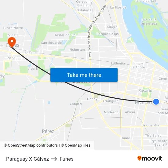 Paraguay X Gálvez to Funes map