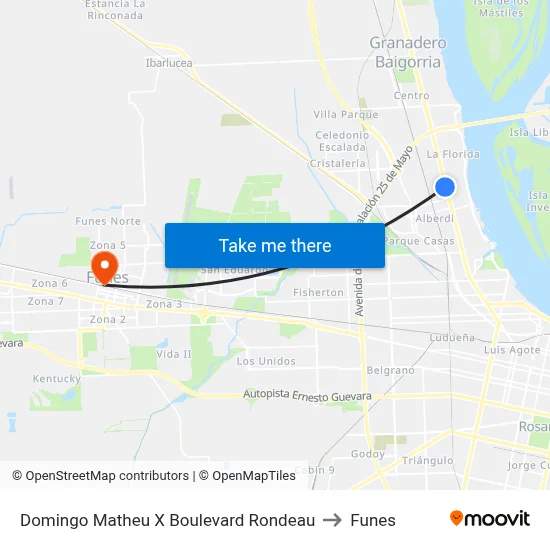 Domingo Matheu X Boulevard Rondeau to Funes map