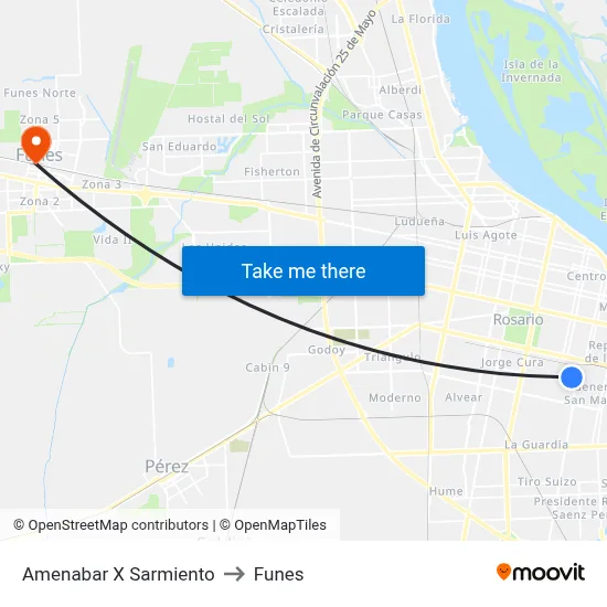 Amenabar X Sarmiento to Funes map