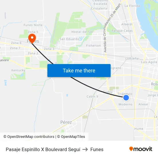 Pasaje Espinillo X Boulevard Seguí to Funes map