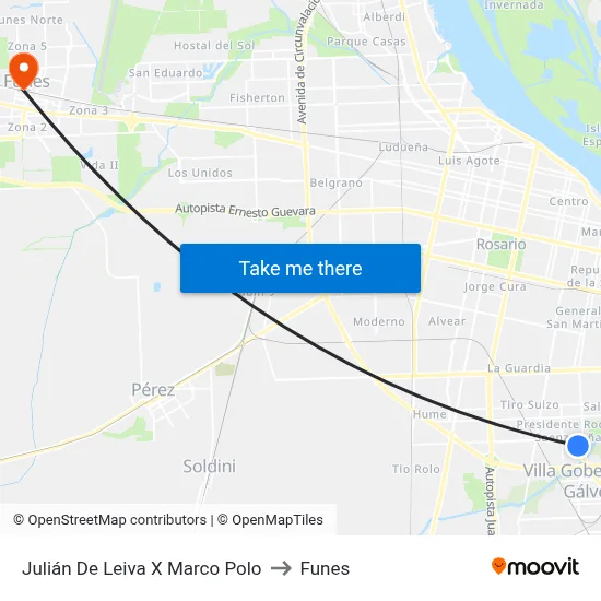 Julián De Leiva X Marco Polo to Funes map