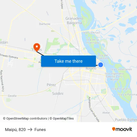 Maipú, 820 to Funes map