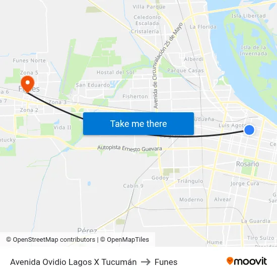 Avenida Ovidio Lagos X Tucumán to Funes map