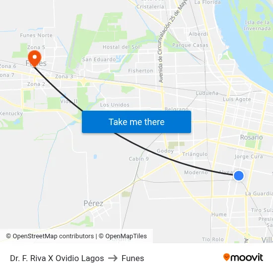 Dr. F. Riva X Ovidio Lagos to Funes map