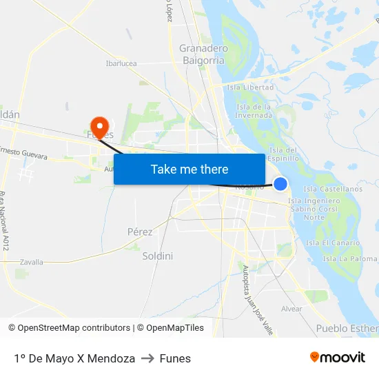 1º De Mayo X Mendoza to Funes map
