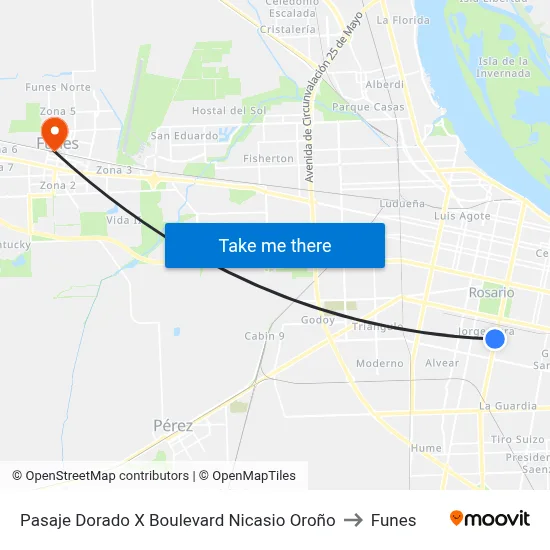 Pasaje Dorado X Boulevard Nicasio Oroño to Funes map