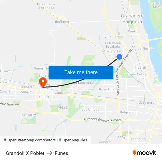 Grandoli X Poblet to Funes map