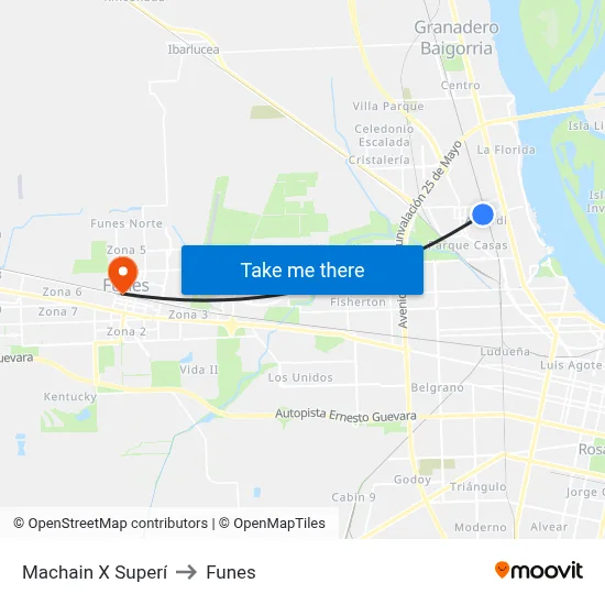 Machain X Superí to Funes map
