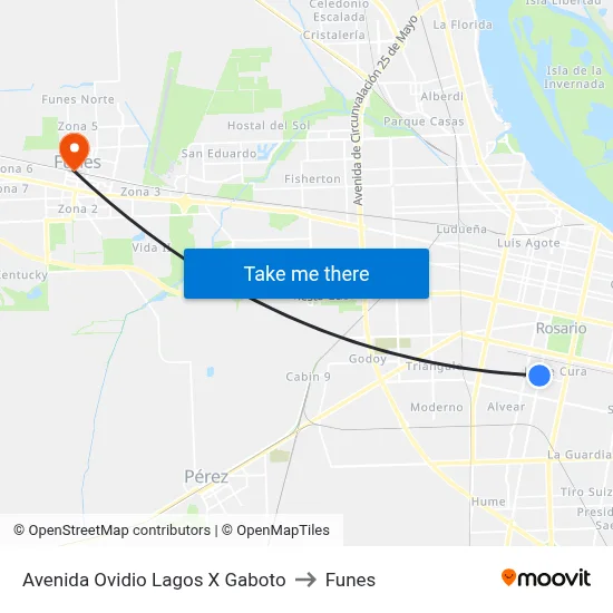 Avenida Ovidio Lagos X Gaboto to Funes map