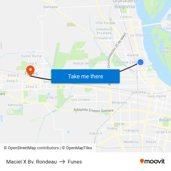 Maciel X Bv. Rondeau to Funes map