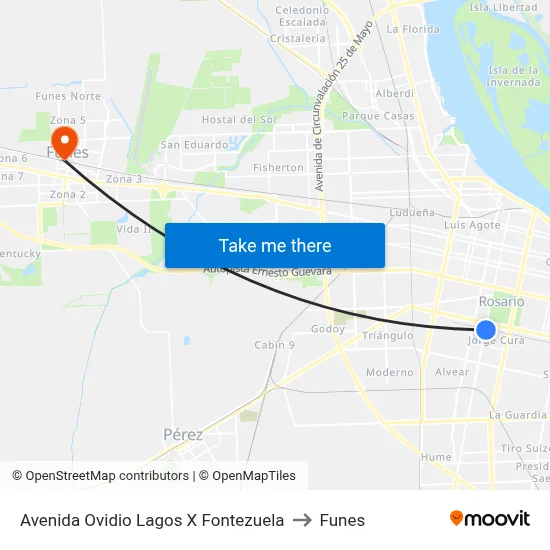 Avenida Ovidio Lagos X Fontezuela to Funes map