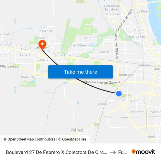 Boulevard 27 De Febrero X Colectora De Circunvalación to Funes map