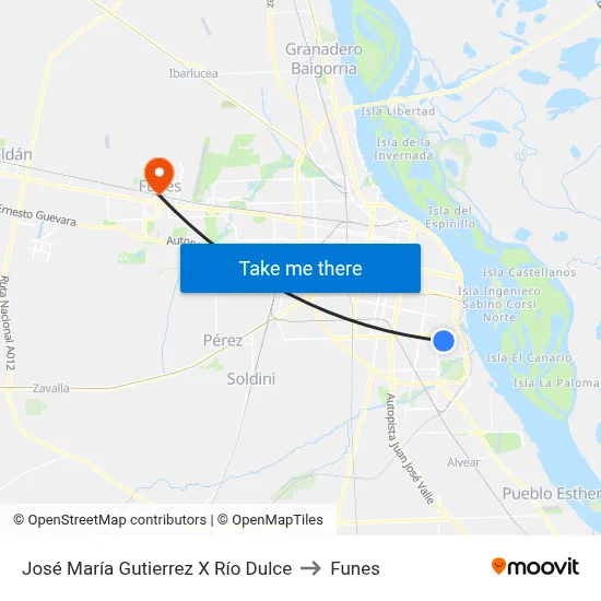 José María Gutierrez X Río Dulce to Funes map