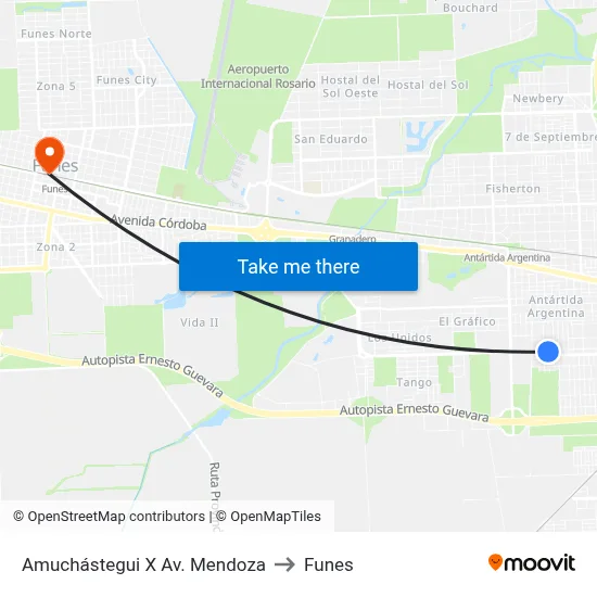 Amuchástegui X Av. Mendoza to Funes map