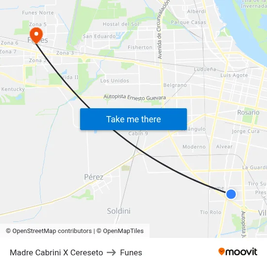 Madre Cabrini X Cereseto to Funes map
