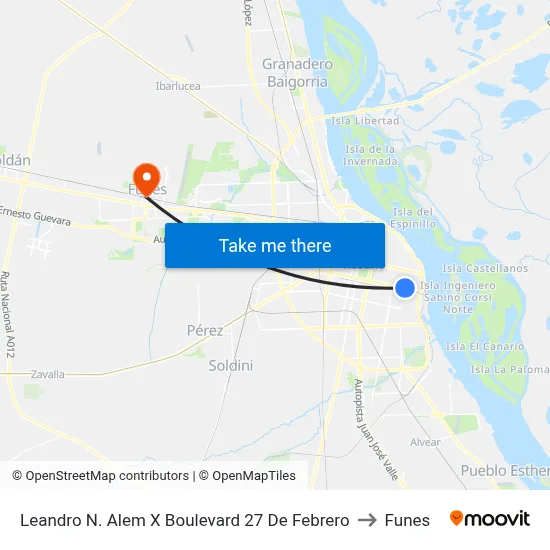 Leandro N. Alem X Boulevard 27 De Febrero to Funes map