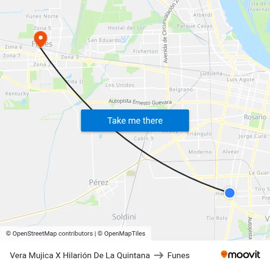 Vera Mujica X Hilarión De La Quintana to Funes map