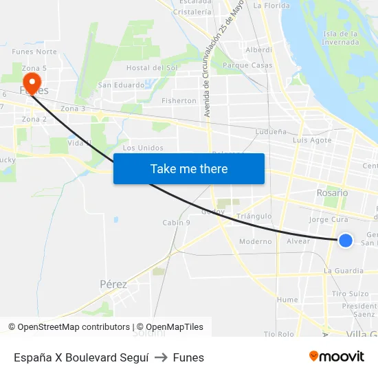 España X Boulevard Seguí to Funes map