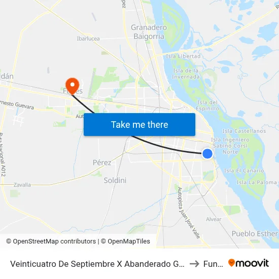 Veinticuatro De Septiembre X Abanderado Grandoli to Funes map