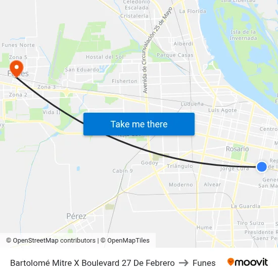Bartolomé Mitre X Boulevard 27 De Febrero to Funes map