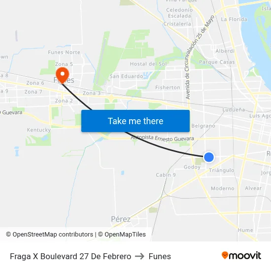 Fraga X Boulevard 27 De Febrero to Funes map