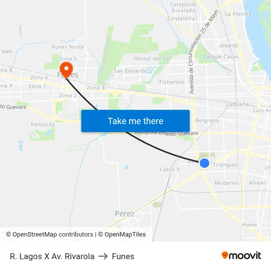 R. Lagos X Av. Rivarola to Funes map