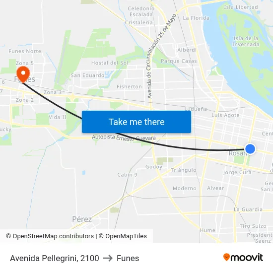 Avenida Pellegrini, 2100 to Funes map