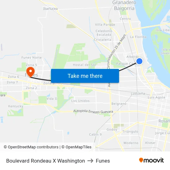 Boulevard Rondeau X Washington to Funes map