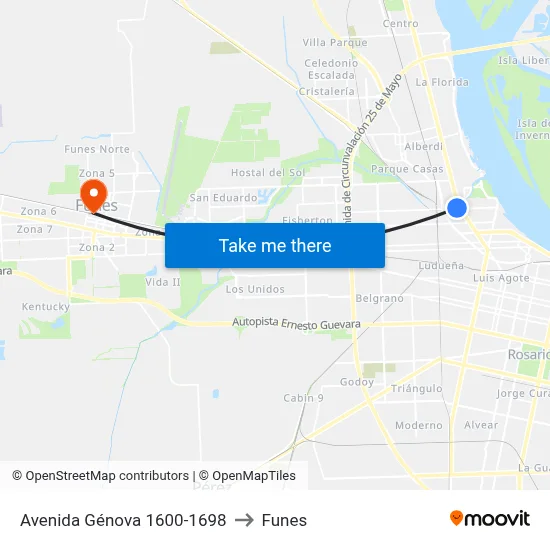 Avenida Génova 1600-1698 to Funes map