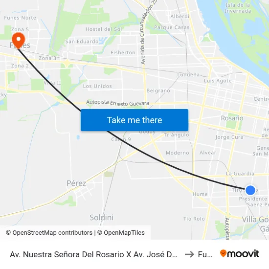 Av. Nuestra Señora Del Rosario X Av. José De San Martín to Funes map