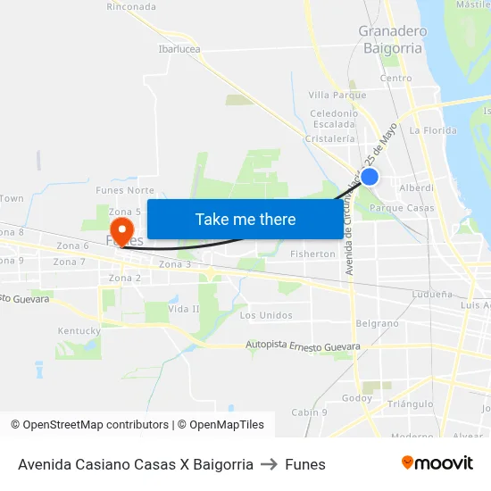 Avenida Casiano Casas X Baigorria to Funes map